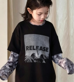【90-160cm】Tシャツ 女の子 アルファベット プリント - 画像 (6)