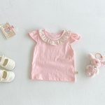 【66-100cm】セットアップ ベビー フリル襟トップス＆フラワーパンツ - 画像 (8)