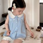 【80-130cm】トップスorショートパンツ 女の子 蝶結び 刺繍 シンプル - 画像 (2)