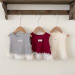 【90-130cm】トップス 女の子 レース フリル付き
