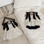 【73-100cm】セットアップ or ワンピース ベビー リボンドット - 画像 (6)