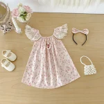 【66-140cm】ロンパースor ワンピース ベビー 小花柄 フリルスリーブ - 画像 (11)