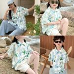 【80-150cm+親サイズ】シャツ 親子ペア フラワー プリント
