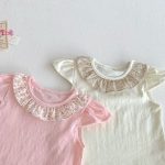 【66-100cm】セットアップ ベビー フリル襟トップス＆フラワーパンツ - 画像 (13)