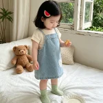 【73-120cm】ワンピース or シャツ ベビー ハート デニム - 画像 (6)