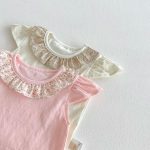 【66-100cm】セットアップ ベビー フリル襟トップス＆フラワーパンツ - 画像 (14)