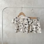 【73-120cm】セットアップ 北欧風 ワッフル 半袖 - 画像 (6)