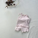 【73-100cm】セットアップ ベビー 韓国風 肩リボン - 画像 (5)