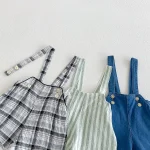【80-120cm】ショートパンツ 男の子 韓国風 ストライプorチェク サロペット - 画像 (20)