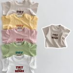 【73-100cm】半袖Tシャツ ベビー アルファベット クマ柄 プリント - 画像 (2)
