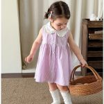 【73-110cm】ワンピース ベビー ストライプ 丸襟 - 画像 (6)