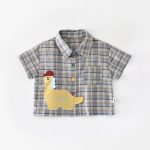 【73-120cm】Ｔシャツ 恐竜 チェック 男の子 トップス - 画像 (2)