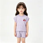 【90-130cm】セットアップ 女の子 チェリー ボーダー - 画像 (17)