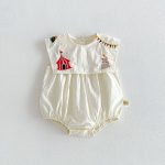 【66-130cm】ワンピースorロンパース ベビー サーカス 刺繍 ビッグカラー - 画像 (6)