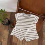 【80-130cm】セットアップ キッズ服 ボーダー ワッフル - 画像 (16)