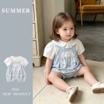 【73-100cm】セットアップ ベビー 可愛い ウサギ ドット サロペット - 画像 (3)