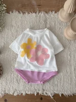 【66-100cm】セットアップ ベビー フラワー プリント - 画像 (32)