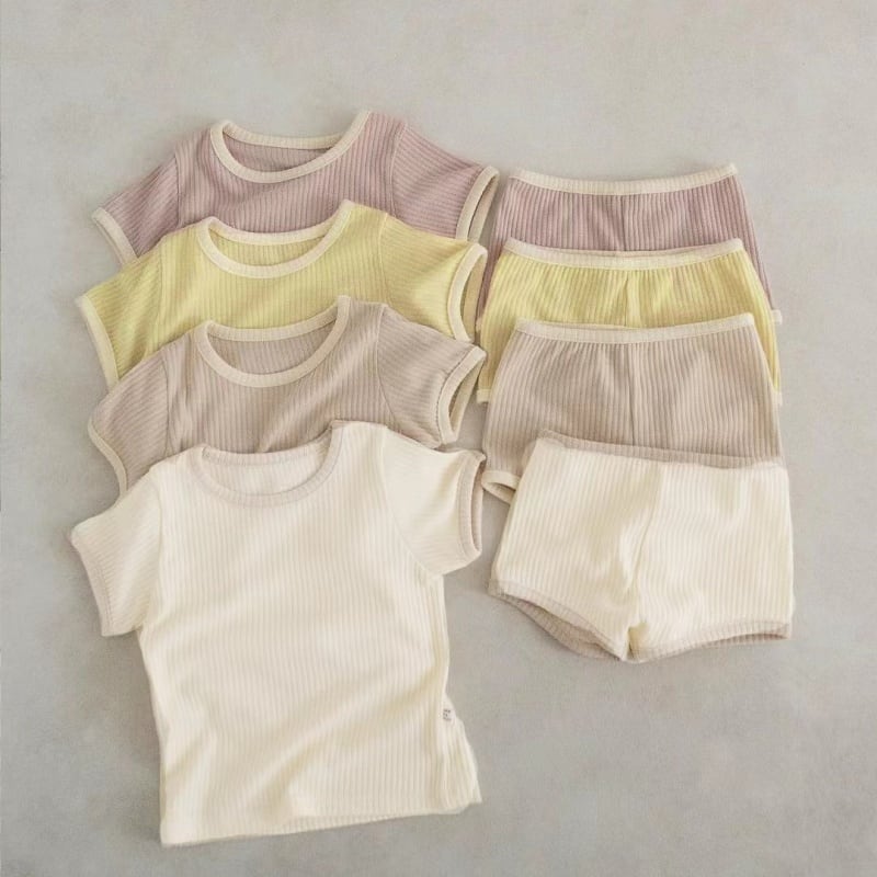 3c60a8f81bc9a72a9e9440353aabd17d.jpg 【66-90cm】セットアップ ベビー キャンディカラー 4色選べる - 画像 (1)