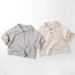 【80-130cm】ポロシャツ キッズ服 ベーシックボーダーor無地 - 画像 (2)