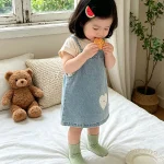 【73-120cm】ワンピース or シャツ ベビー ハート デニム - 画像 (7)