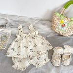 【66-100cm】セットアップ ベビー フラワー柄 クリーム