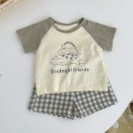 【73-100cm】半袖Tシャツ&ショートパンツセット ベビー 恐竜 プリント - 画像 (7)