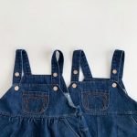 【66-90cm】ワンピースorサロペット デニム クマロゴ ベビー服 - 画像 (16)
