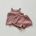【73-100cm】セットアップ ベビー 韓国風 キャミワッフル - 画像 (9)