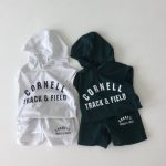 【80-130cm】セットアップ 女の子 ボーイッシュ プリント パーカー&ショートパンツ - 画像 (2)