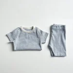 【73-100cm】セットアップ ベビー 韓国風 ボーダー カジュアル - 画像 (7)
