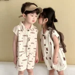 【80-150cm】オールインワン キッズ服 英字 or 犬柄 - 画像 (3)
