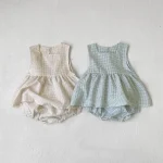 【66-100cm】ロンパース ベビーチェック セットアップ - 画像 (2)