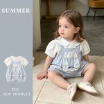 【73-100cm】セットアップ ベビー 可愛い ウサギ ドット サロペット - 画像 (2)