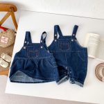 【66-90cm】ワンピースorサロペット デニム クマロゴ ベビー服 - 画像 (7)
