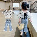 【90-130cm】Ｔシャツorパンツorセットアップ 女の子 ドット柄  オシャレ