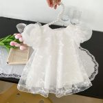 【73-110cm】ワンピース パフスリーブ レース 女の子 おしゃれ - 画像 (3)