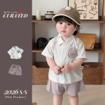 【73-100cm】セットアップ  ベビー 可愛い チェック シャツ＆パンツ - 画像 (2)