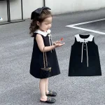 【80-130cm】ワンピース 女の子 リボン 丸襟 - 画像 (2)