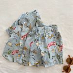 【80-120cm】セットアップ ベビー服 男の子 ファッション 恐竜 レトロ プリント シャツ - 画像 (5)