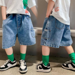 【90-150cm】デニム ハーフパンツ 男の子 定番 レトロ ファッション 無地 - 画像 (2)