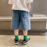 【90-150cm】デニム ハーフパンツ 男の子 定番 レトロ ファッション 無地 - 画像 (4)