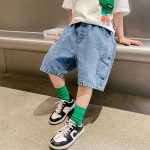 【90-150cm】デニム ハーフパンツ 男の子 定番 レトロ ファッション 無地 - 画像 (5)