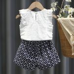 【90-150cm】セットアップ 女の子 ノースリーブ 刺繍 ショートパンツ - 画像 (5)