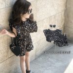 【80-140cm】セットアップ 女の子 気質アップ 花柄 フリル