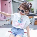 【110-160cm】トップス 女の子 アイスクリーム柄 合わせやすい