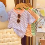【80-140cm】Tシャツ キッズ 4色選べる カジュアル ボーダー - 画像 (4)