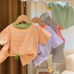 【80-140cm】Tシャツ キッズ 4色選べる カジュアル ボーダー - 画像 (5)