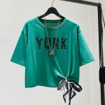 【110-160cm】半袖 Ｔシャツ 女の子 大人カジュアル アルファベット スカーフ付き - 画像 (5)