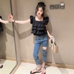 【110-170cm】シャツorパンツorセットアップ 女の子 ダメージ加工 オシャレ - 画像 (4)