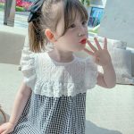 【90-130cm】ワンピース 女の子 レース 切り替え チェック柄 - 画像 (5)